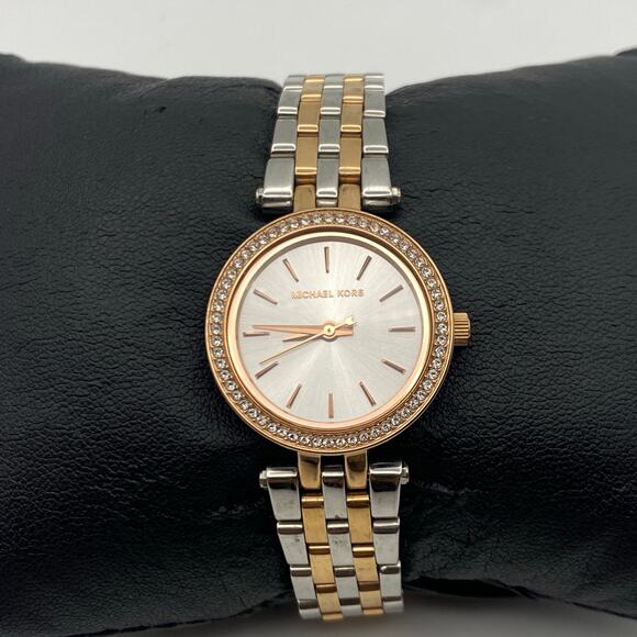 Elegant Michael Kors Silver & Rose Gold Crystal Watch MK3298 main image 4